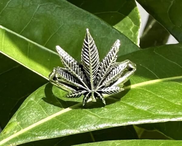 Stunnerz Vibe Marijuana Adjustable Unisex Cannabis Silver with black shades weed Ring - Image 9