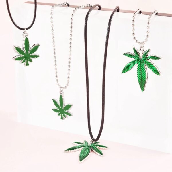 Handmade Unisex Green Weed Leaf Pendant - Image 3