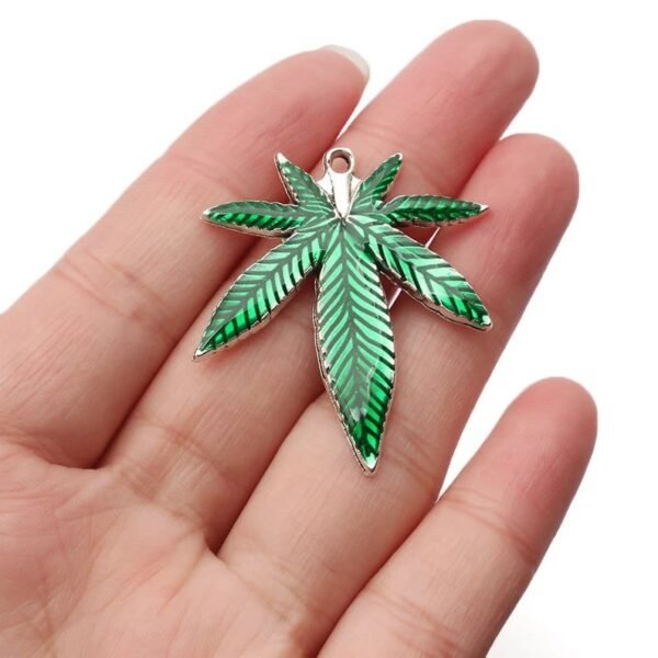 Handmade Unisex Green Weed Leaf Pendant - Image 4