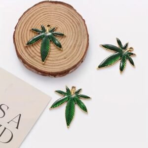 Handmade Unisex Green Weed Leaf Pendant