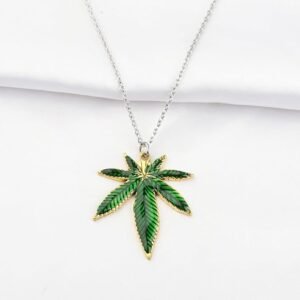 Handmade Unisex Green Weed Leaf Pendant