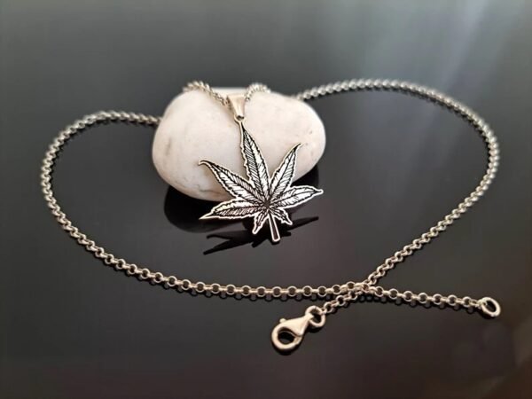 Silver Weed Leaf Necklace (Modern Boho SS) - Image 3