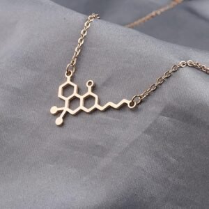 THC Tetrahydrocannabinol Marijuana Molecule SS Necklace (Style 02)