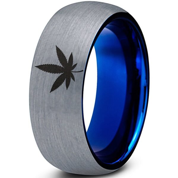 Stunnerz Vibe Tungsten Weed Leaf Band Ring Engraved Indica Leaf - Image 4