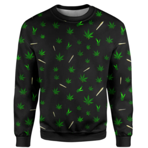 Weed Joint ,Bongs & CLassy weed leaf 3D Printed Sweatshirt