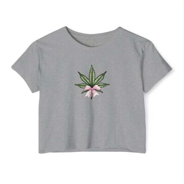 Stunnerz Vibe Weed Leaf Cropped Baby Tee – Trendy 420 Coquette Crop Top for Women - Image 4