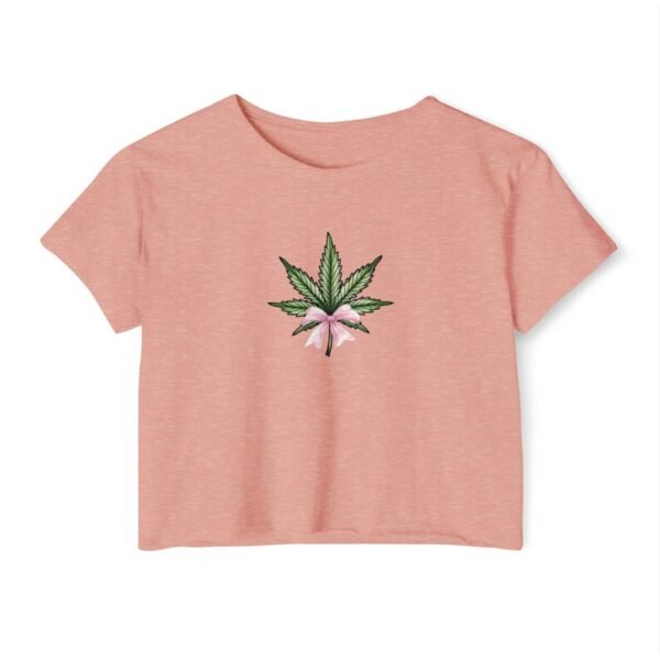 Stunnerz Vibe Weed Leaf Cropped Baby Tee – Trendy 420 Coquette Crop Top for Women - Image 5