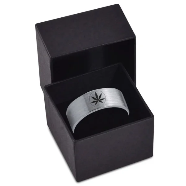 Stunnerz Vibe Tungsten Weed Leaf Band Ring Engraved Indica Leaf - Image 7