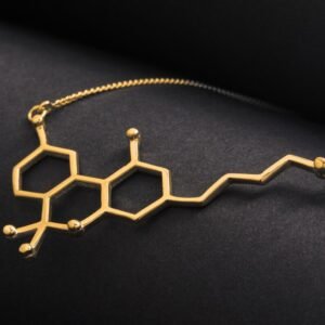 THC Tetrahydrocannabinol Marijuana Molecule SS Necklace (Style 02)