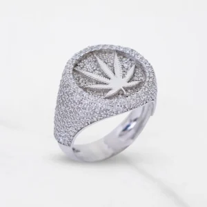 Stunnerz Vibe Iced Out Leaf Unisex Adjustable Ring – CZ Diamond Bling Hip-Hop weed Jewelry