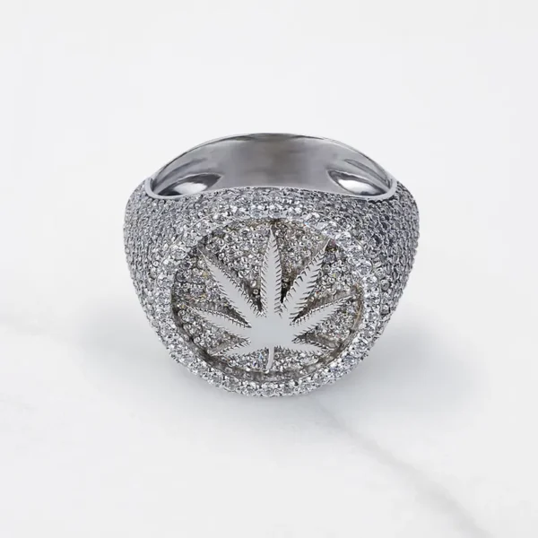 Stunnerz Vibe Iced Out Leaf Unisex Adjustable Ring – CZ Diamond Bling Hip-Hop weed Jewelry - Image 7