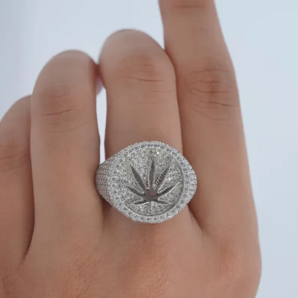 Stunnerz Vibe Iced Out Leaf Unisex Adjustable Ring – CZ Diamond Bling Hip-Hop weed Jewelry - Image 5