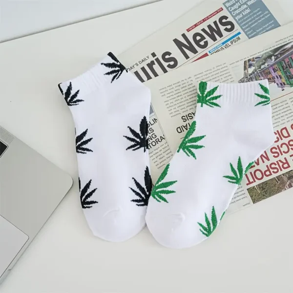 Hidden Weed Leaf Ankle Socks – 2 Pairs | Breathable & Stylish - Image 4