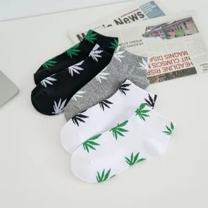 Hidden Weed Leaf Ankle Socks – 2 Pairs | Breathable & Stylish