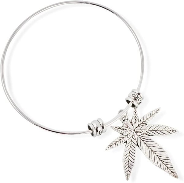 Stunner'z Vibe - Weed Leaf Charm Bangle Bracelet