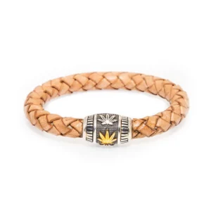 Stunner’z Vibe – Luxe Weed Leaf Leather Bracelet