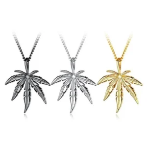 🍁 Weed Leaf Pendant Charm Chain Necklace – Hip-Hop Jewelry 🍁