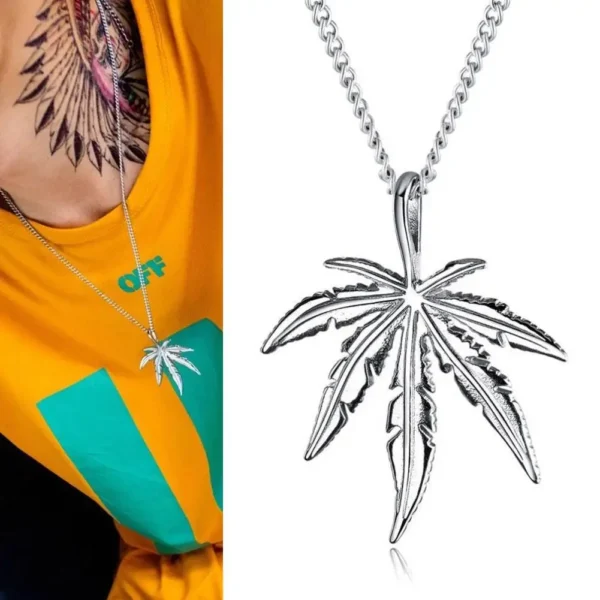 🍁 Weed Leaf Pendant Charm Chain Necklace – Hip-Hop Jewelry 🍁 - Image 8