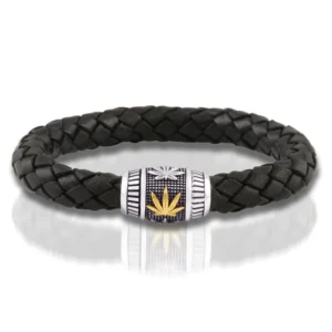 Stunner’z Vibe – Luxe Weed Leaf Leather Bracelet