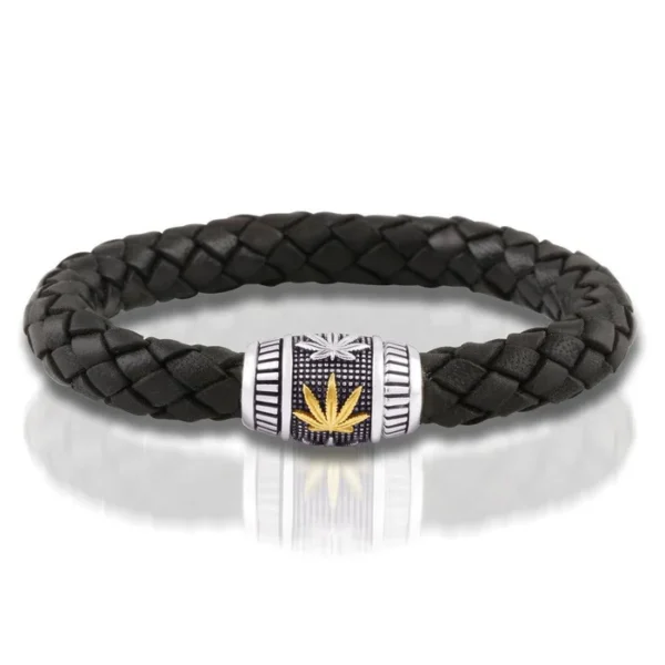 Stunner'z Vibe - Luxe Weed Leaf Leather Bracelet