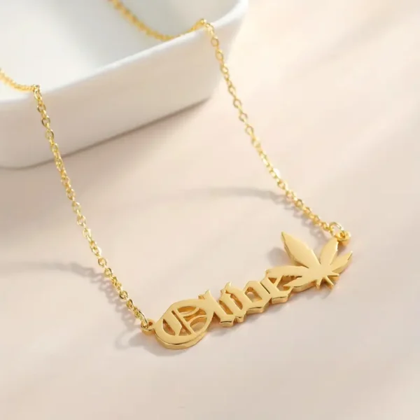 Smokey Script Weed Leaf Pendant – Your Name, Your Vibe - Image 7