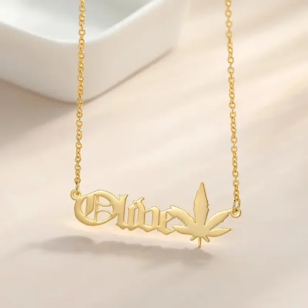 Smokey Script Weed Leaf Pendant – Your Name, Your Vibe - Image 5