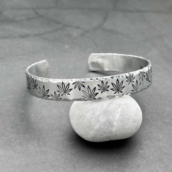 Stunner'z Vibe Hand-Stamped Pot Leaf Bracelet – A Statement of Style & Vibe - Image 3